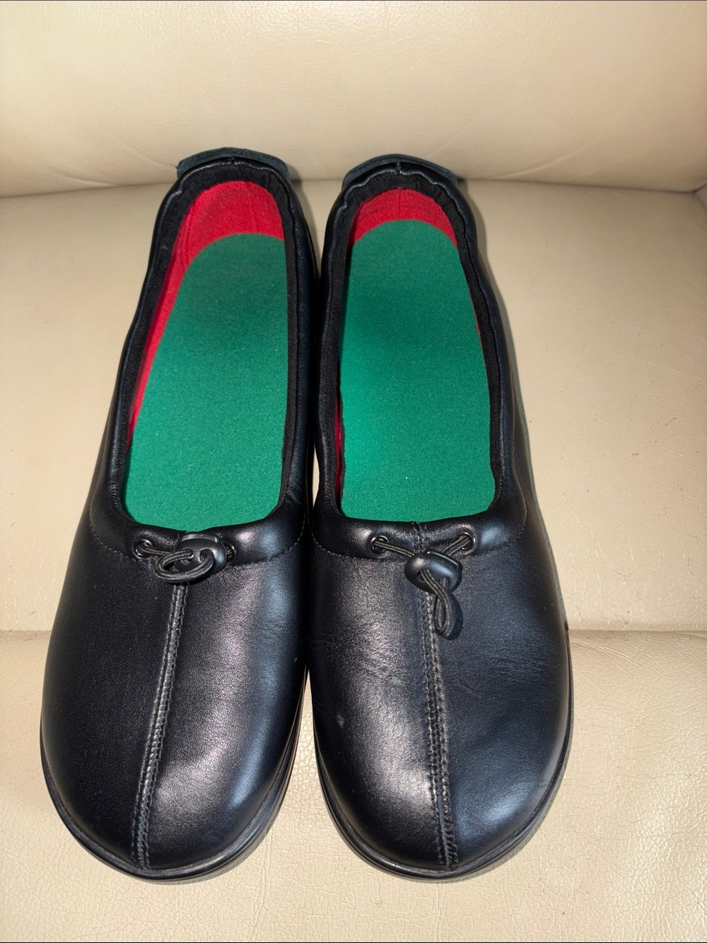 SAS Funk Black Slip-On Leather Comfort Shoes - Green Insole